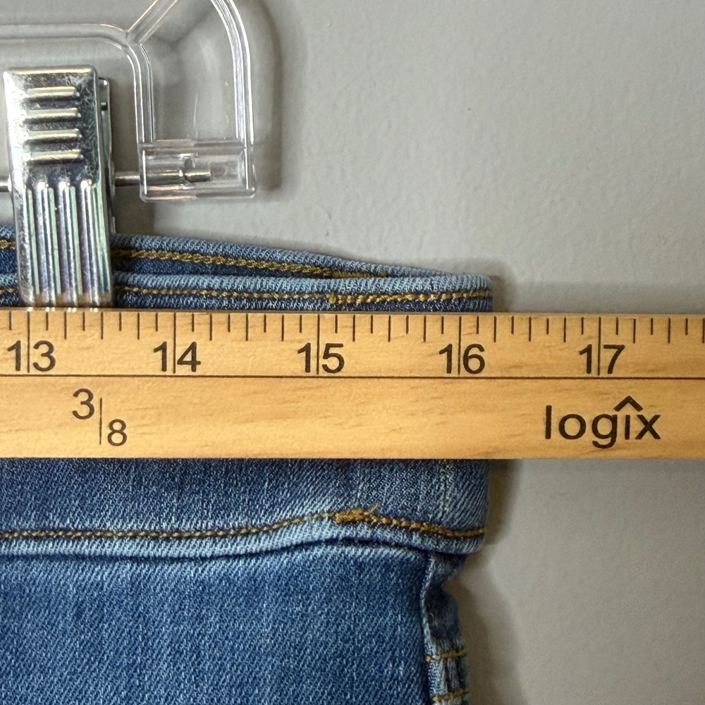 Spanx Everywear Flare Jeans Women Large Blue High Rise Pull On Stretch Slimming - Picture 9 of 12